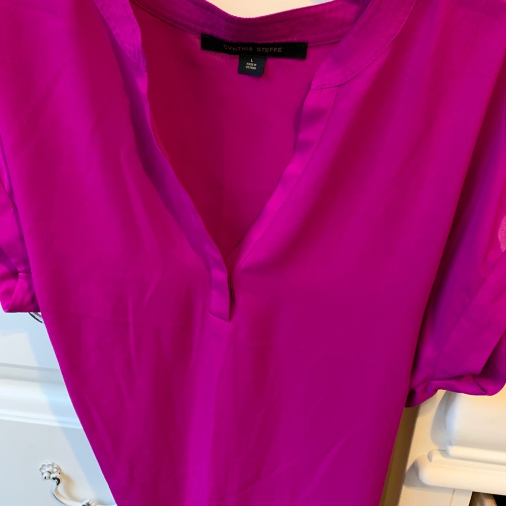 Fuchsia colored blouse. Vibrant for work or play.